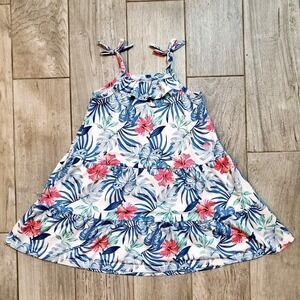 Tommy Bahama Little Girls 4T Tropical Sundress Floral Print Blue White Pink Palm